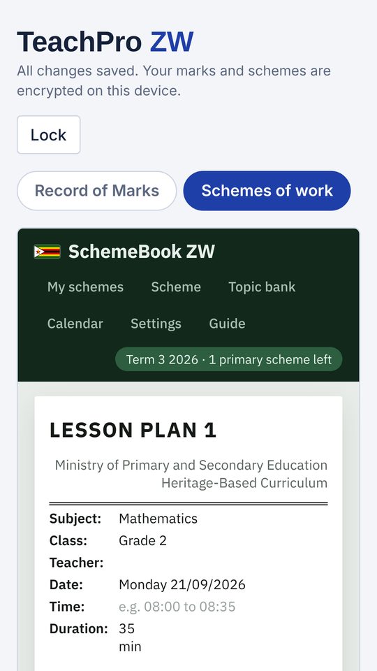 A daily lesson plan
